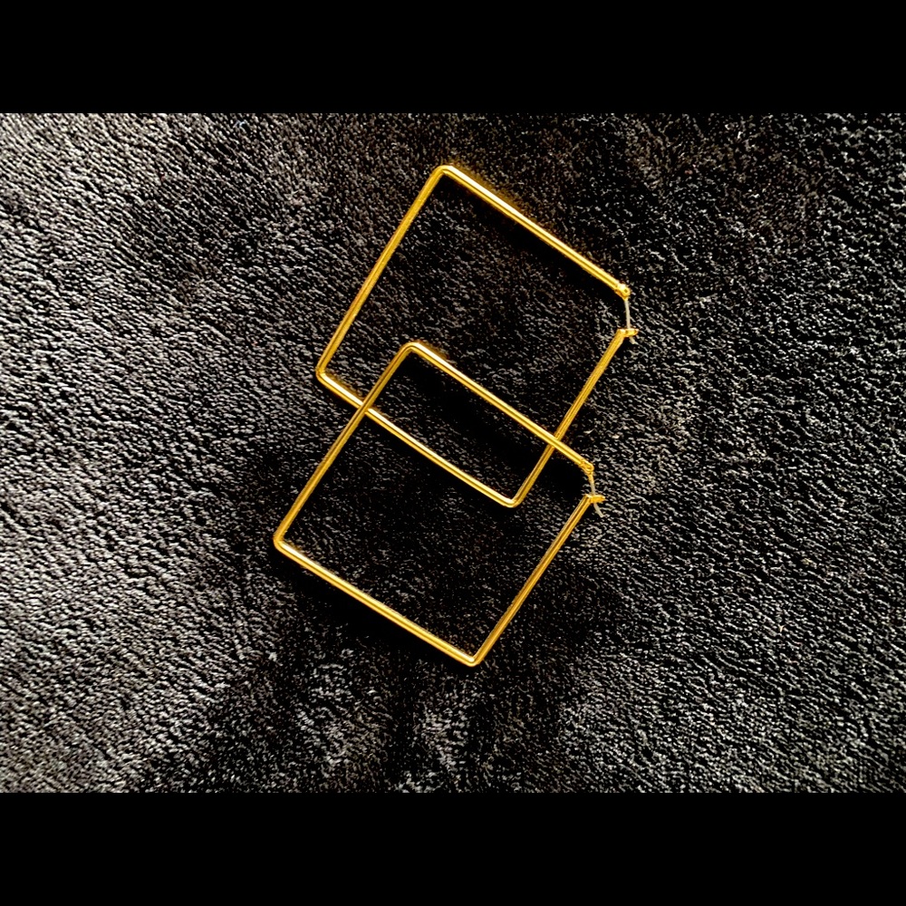 Gold color square shaped earrings